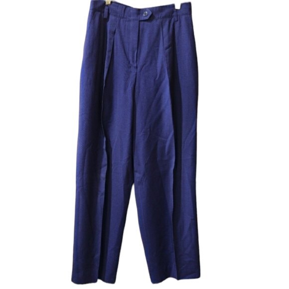 Escada Margaretna Ley Vintage Germany Blue High Waist Trouser Slacks Pants 42 - Picture 1 of 12